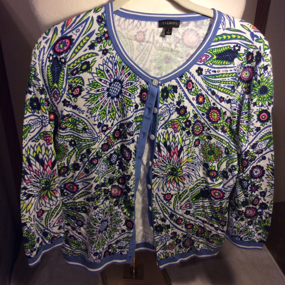 Very pretty large button front Talbots sweater